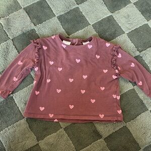 Zara Kids Long Sleeve Shirt with Pink Hearts
